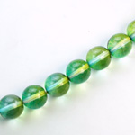 Czech Pressed Glass Bead - Smooth 2-Tone Round 10MM COATED GREEN-YELLOW 69019
