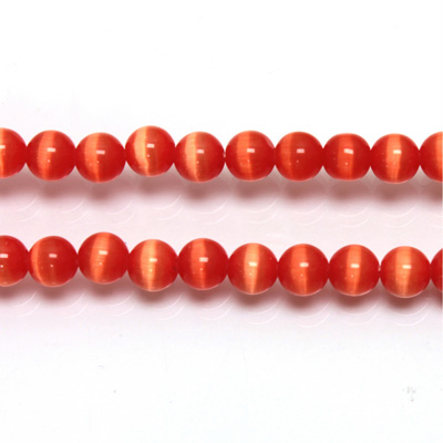 Fiber-Optic Synthetic Bead - Cat's Eye Smooth Round 05MM CAT'S EYE ORANGE