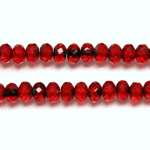 Czech Glass Fire Polish Bead - Rondelle Donut 05x3MM RUBY with DIFFUSION