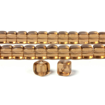 Czech Pressed Glass Bead - Cube 05x7MM SMOKE TOPAZ