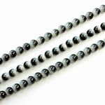 Czech Pressed Glass Bead - Smooth 2-Color Round 04MM COATED BLACK-WHITE