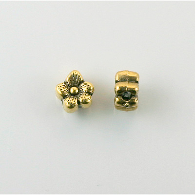 Metalized Plastic Bead - 5-Petal Flower 08MM ANTIQUE GOLD