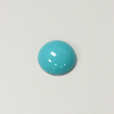 Plastic Flat Back Opaque Cabochon - Round 15MM BRIGHT GREEN TURQUOISE