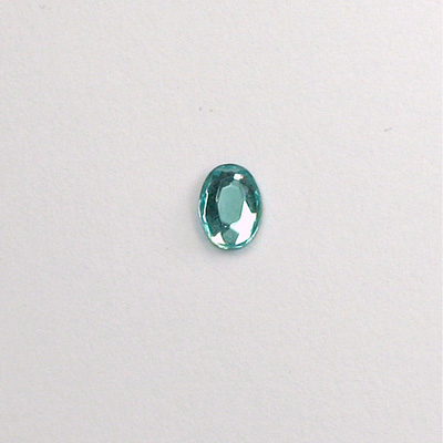 Glass Flat Back Rose Cut Faceted Foiled Stone - Oval 07x5MM AQUA