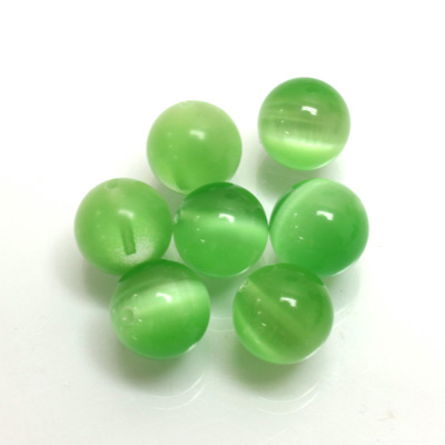 Fiber-Optic 1-Hole Ball - 10MM CAT'S EYE LT GREEN