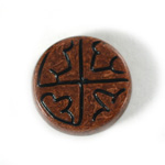 Plastic Flat Back Engraved Cabochon - Round 28MM INDOCHINE BROWN