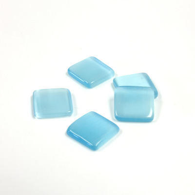 Fiber-Optic Flat Back Buff Top Straight Side Stone - Square 10x10MM CAT'S EYE AQUA