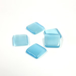 Fiber-Optic Flat Back Buff Top Straight Side Stone - Square 10x10MM CAT'S EYE AQUA