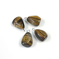 Gemstone Tumble Polished Pendant with Silver Plated Ring - Small TIGEREYE