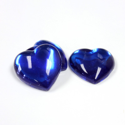 Plastic Flat Back Foiled Cabochon - Heart 18.5MM SAPPHIRE