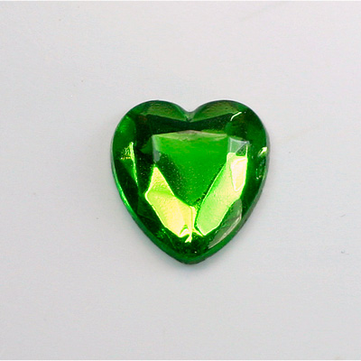 Glass Flat Back Rose Cut Fancy Foiled Stone  - Heart 18x16MM PERIDOT