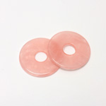 Gemstone Bead - Donut Round Smooth 35MM ROSE QUARTZ
