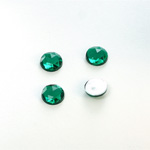 Plastic Flat Back Foiled Rauten Rose Rhinestone - Round 08MM EMERALD