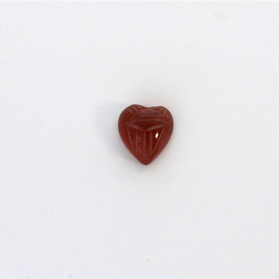 Gemstone Flat Back Carved Scarab - Heart 09x8MM CORNELIAN