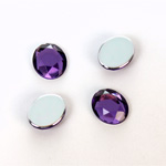 Plastic Flat Back Foiled Rose Cut Rhinestone - Oval 12x10MM AMETHYST