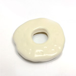 Plastic Bead - Opaque Color Irregular Round Donut 41MM IVORY
