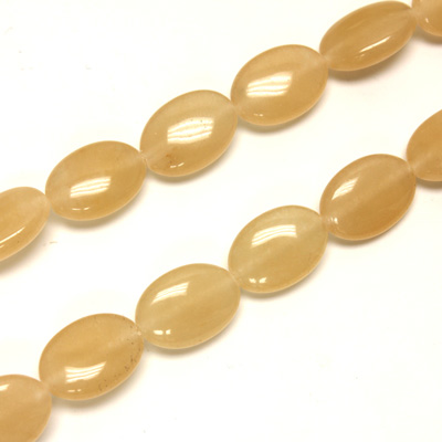 Gemstone Bead - Smooth Flat Oval 14x10MM Dyed QUARTZ Col. 05 BEIGE