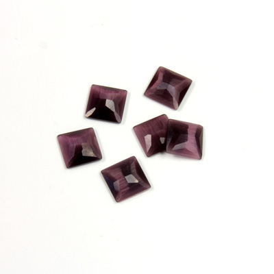 Fiber-Optic Flat Back Stone - Faceted checkerboard Top Square 6x6MM CAT'S EYE PURPLE