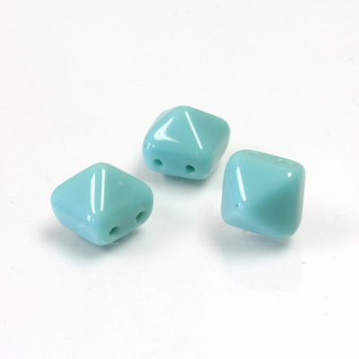 Preciosa Czech Pressed Glass 2-Hole Bead - Pyramid Studs 08x8MM TURQUOISE