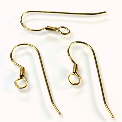 Brass Earwire - Fish Hook Long with Coil