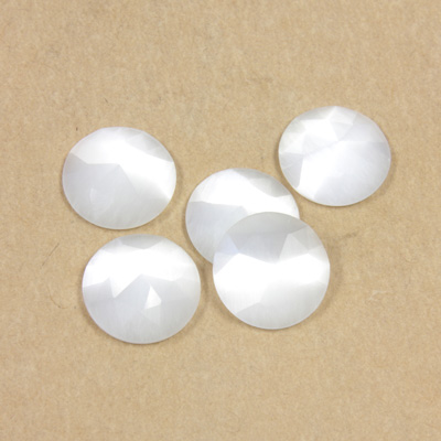 Fiber-Optic Flat Back Cabochon - Rauten Rose Round 11MM CAT'S EYE WHITE