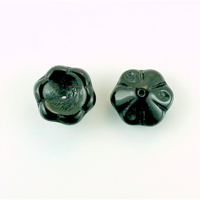 Czech Glass Flower with Center Hole - Round 12MM JET