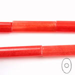 Gemstone Bead - Oval Cylinder 30x8MM Dyed QUARTZ Col. 44 RED