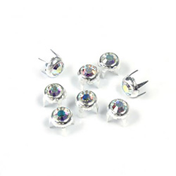 Preciosa Crystal Metal 4 Prong Rivet MC Chaton 16SS CRYSTAL AB-SILVER