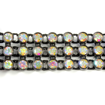 Plastic Rhinestone Banding 3 Row PP26 (SS13) CRYSTAL AB-BLACK