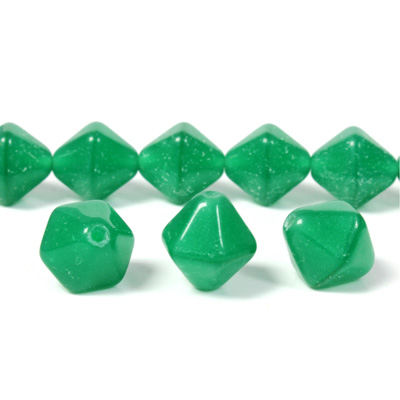 Czech Pressed Glass Bead - Smooth Bicone 12MM GREEN