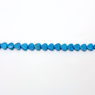 Gemstone Bead - Flat Top Heart 06MM HOWLITE DYED TURQUOISE