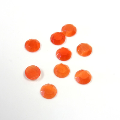 Fiber-Optic Flat Back Stone with Faceted Top and Table - Round 05MM CAT'S EYE ORANGE