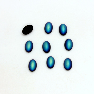 Glass Medium Dome Coated Cabochon - Oval 06x4MM MATTE JET AB