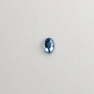 Glass Flat Back Rose Cut Faceted Foiled Stone - Oval 06x4MM LT SAPPHIRE