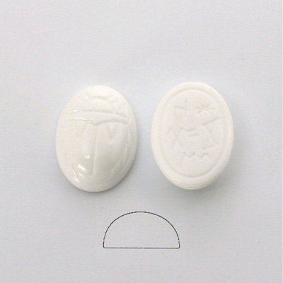 German Plastic Flat Back Scarab - Oval 18x13MM WHITE