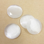 Fiber-Optic Flat Back Stone with Faceted Top and Table - Round 15MM CAT'S EYE WHITE