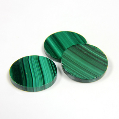 Gemstone Flat Back Flat Top Straight Side Stone - Round 15MM MALACHITE