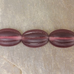 Czech Pressed Glass Bead - Melon Ribbed Oval 17x11MM MATTE AMETHYST