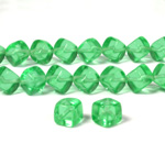 Czech Pressed Glass Bead - Cube with Diagonal Hole 08MM PERIDOT