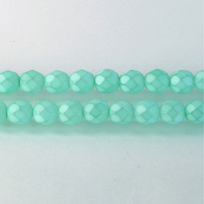 Czech Glass Fire Polish Bead - Round 06MM MATTE AQUA 43432