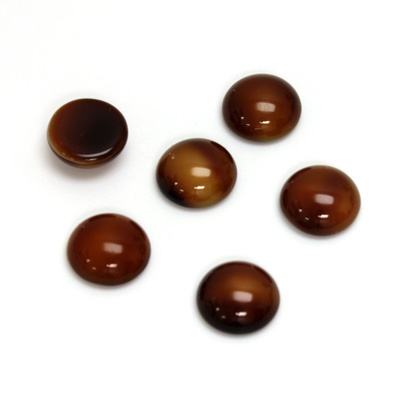 Glass Medium Dome Cabochon - Round 09MM BROWNHORN