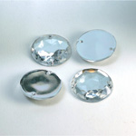 Plastic Flat Back 2-Hole Foiled Sew-On Stone - Round 18MM CRYSTAL