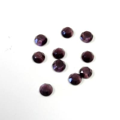 Fiber-Optic Flat Back Stone with Faceted Top and Table - Round 04MM CAT'S EYE PURPLE