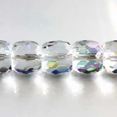 Czech Glass Fire Polished Bead - Barrel 14x12MM CRYSTAL AB