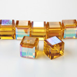 Chinese Cut Crystal Bead 30 Facet - Cube 06x6MM TOPAZ AB