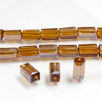 Chinese Cut Crystal Bead - Rectangle 08x4x4MM DARK TOPAZ LUMI COAT