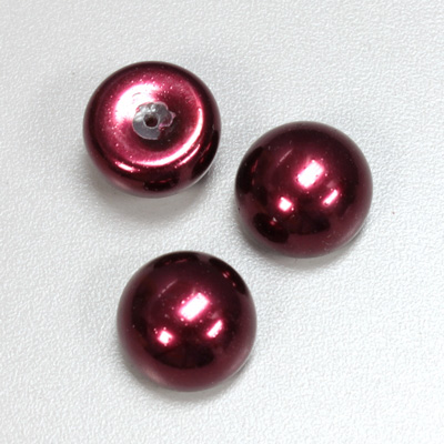 Glass High Dome Cabochon Pearl Dipped - Round 18MM GARNET