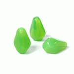 Czech Pressed Glass Bead - Faceted Pear 15x10MM OPAL GREEN