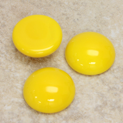 Glass Medium Dome Opaque Cabochon - Round 18MM YELLOW