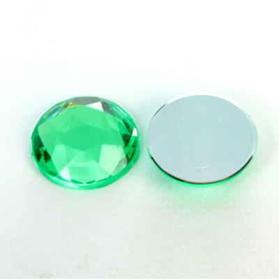 Plastic Flat Back Foiled Rose Cut Rhinestone - Round 20MM PERIDOT